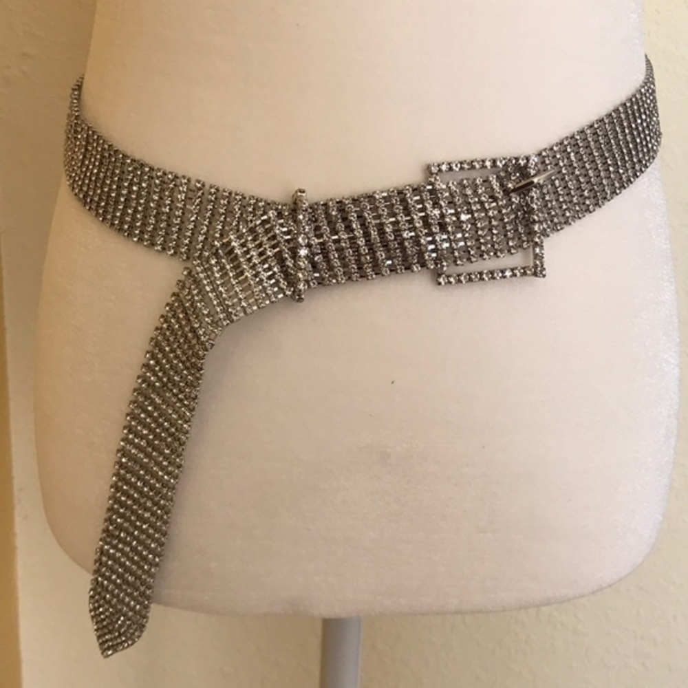 New clear crystals loaded adjustable belt